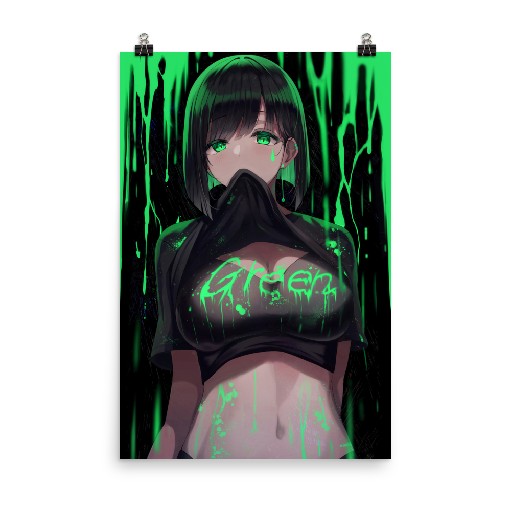 Anime Girl Green Spray Paint Art Poster Print | The Kato Collection